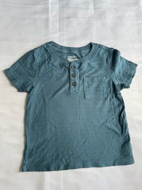 Cat & Jack 1/4 Button Blue Kids' Short Sleeve Henley Tee with Pocket
